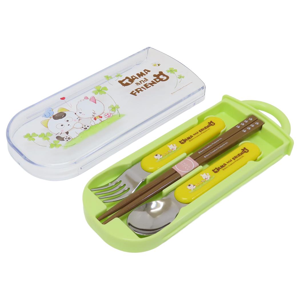 抗菌食洗機対応スライド式トリオセット お箸＆フォーク＆スプーンセット タマ＆フレンズ スケーター 新学期準備 メール便可