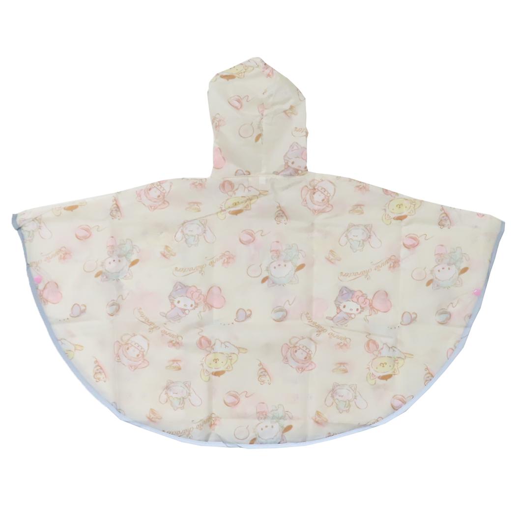 キッズレインポンチョ 90cm 子供用 レインウェア サンリオキャラクターズ こねこねこ サンリオ スケーター 子ども用 雨合羽 メール便可
