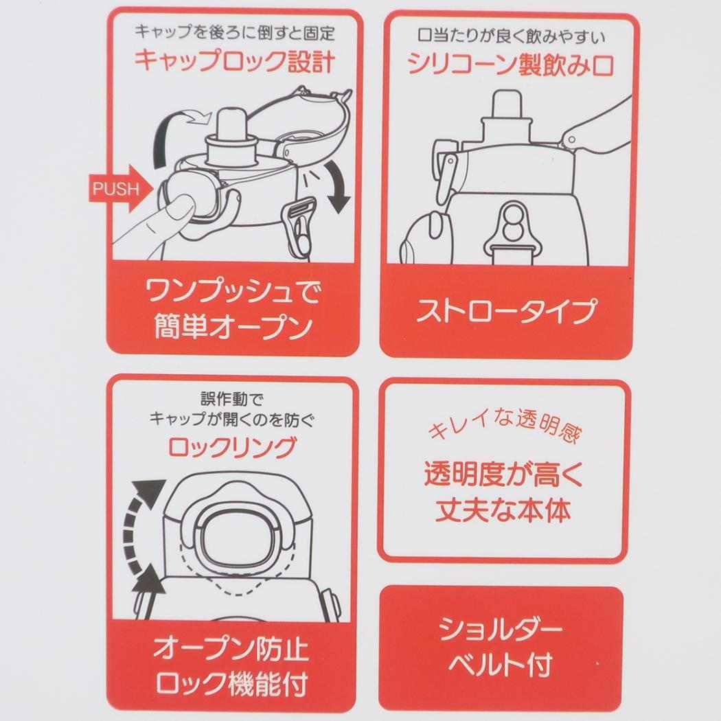 立体マスコット付ストローボトル 580ml 水筒 ハローキティ サンリオ スケーター 子供 遠足