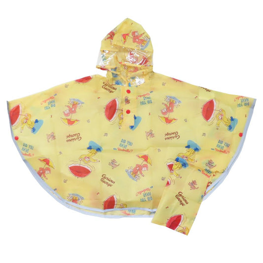 キッズレインポンチョ 90cm 子供用 レインウェア おさるのジョージ 23 スケーター 子ども用 雨合羽 絵本メール便可