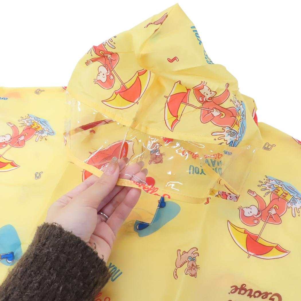 キッズレインポンチョ 90cm 子供用 レインウェア おさるのジョージ 23 スケーター 子ども用 雨合羽 絵本メール便可