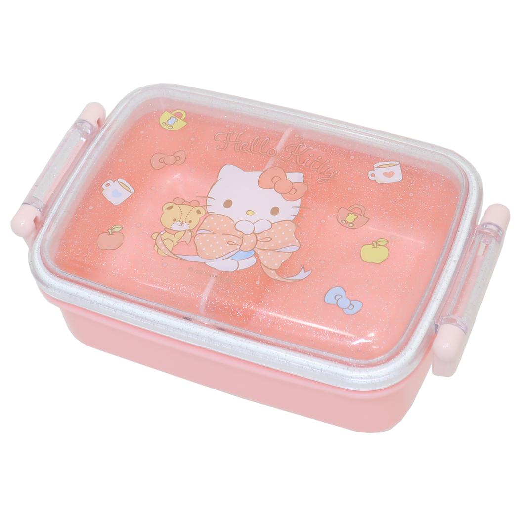 抗菌食洗器対応ふわっとフタタイトランチボックス450ml お弁当箱 ハローキティ 450ml ビックリボン サンリオ スケーター 一段ランチボックス