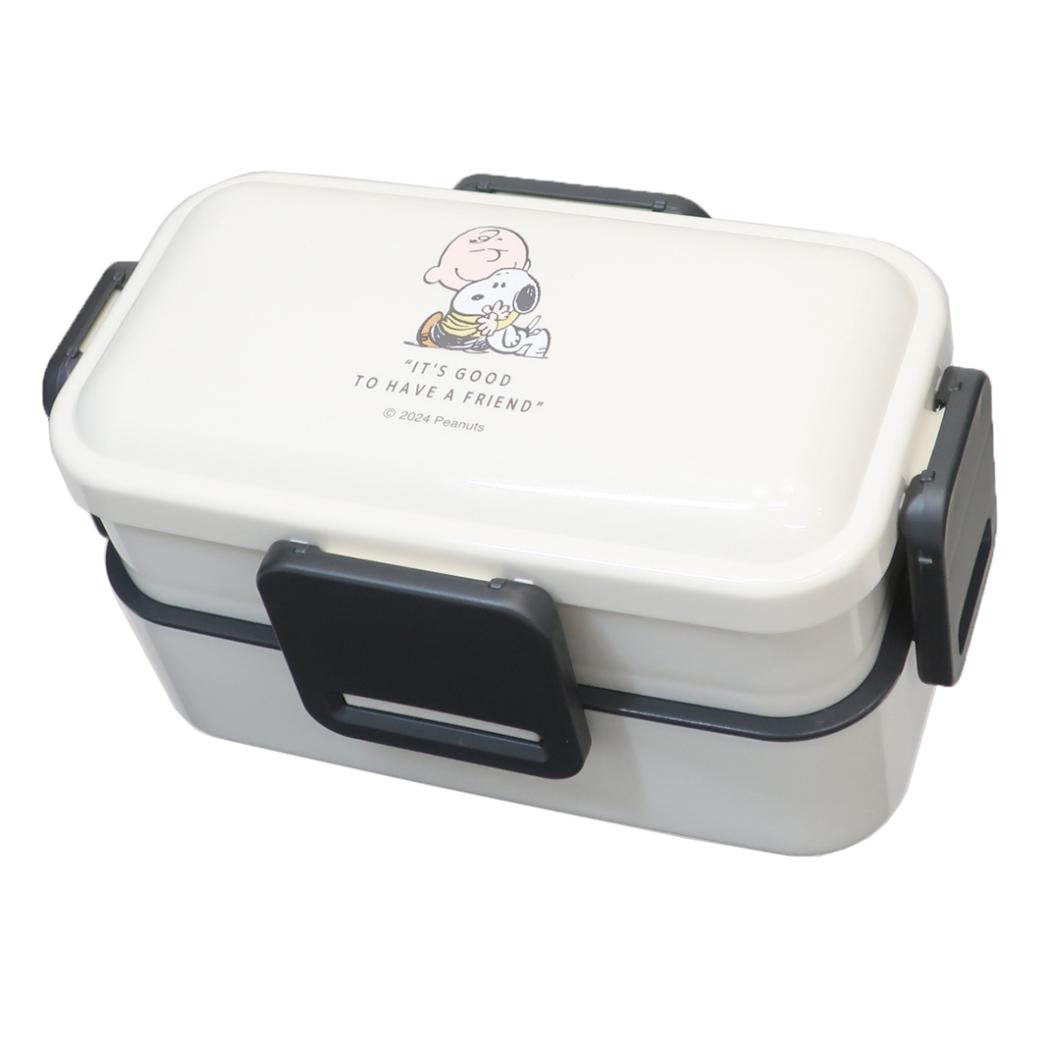 抗菌食洗機対応ふわっと弁当箱2段 600ml お弁当箱 スヌーピー バッジ ピーナッツ スケーター 二段ランチボックス