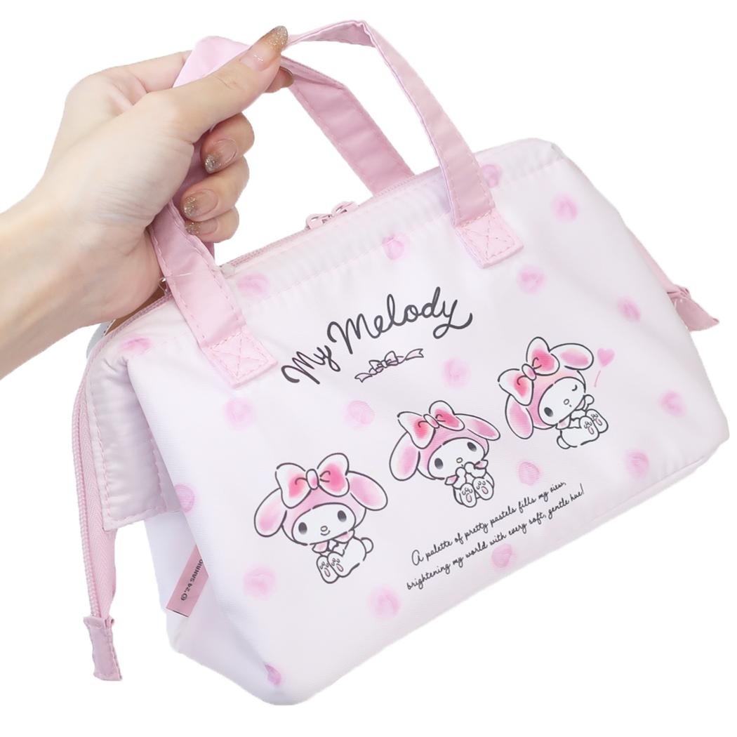 がま口型ランチバッグ お弁当かばん マイメロディ 水彩コスメ サンリオ スケーター 保温 保冷 アルミ蒸着 メール便可