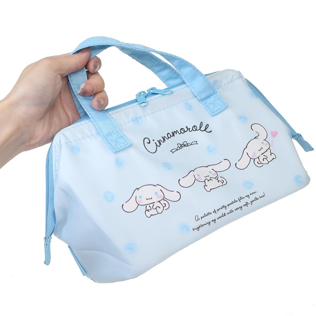 がま口型ランチバッグ お弁当かばん シナモロール 水彩コスメ サンリオ スケーター 保温 保冷 アルミ蒸着 メール便可