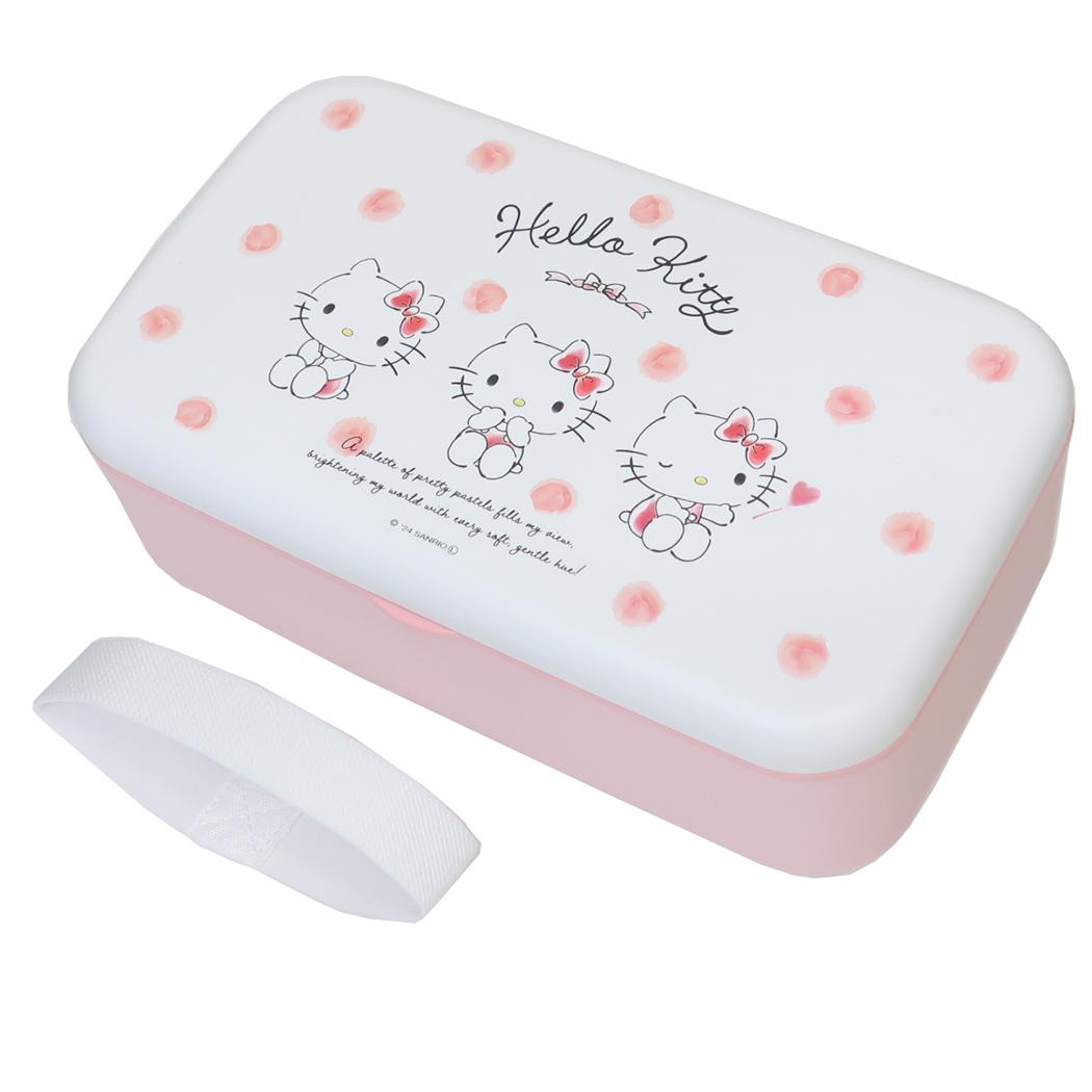 カトラリー付ランチボックス スプーン＆フォーク付きお弁当箱 ハローキティ 1000ml 水彩コスメ サンリオ スケーター 一段ランチボックス