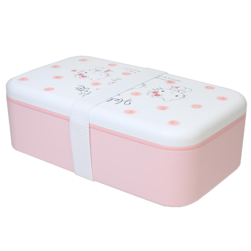 カトラリー付ランチボックス スプーン＆フォーク付きお弁当箱 ハローキティ 1000ml 水彩コスメ サンリオ スケーター 一段ランチボックス