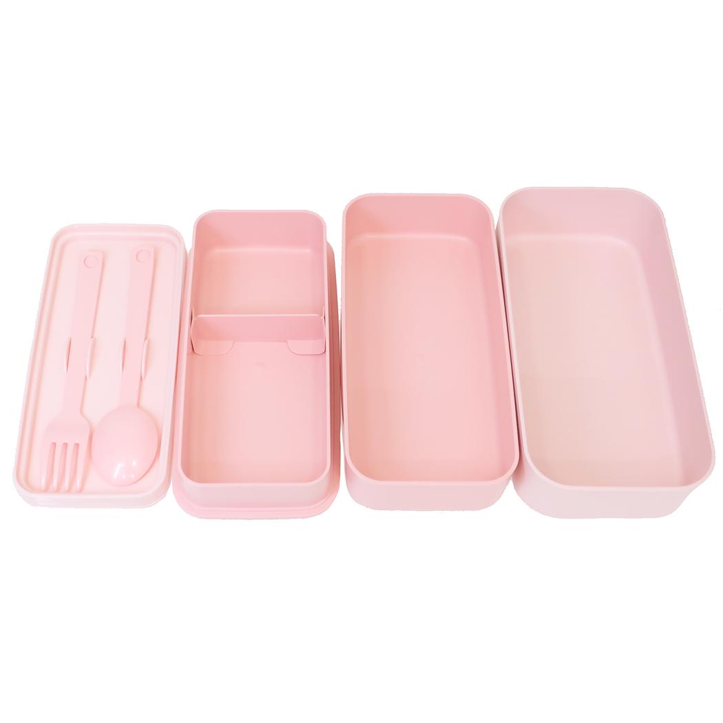 カトラリー付ランチボックス2段 スプーン＆フォーク付きお弁当箱 ハローキティ 1000ml 水彩コスメ サンリオ スケーター 二段ランチボックス