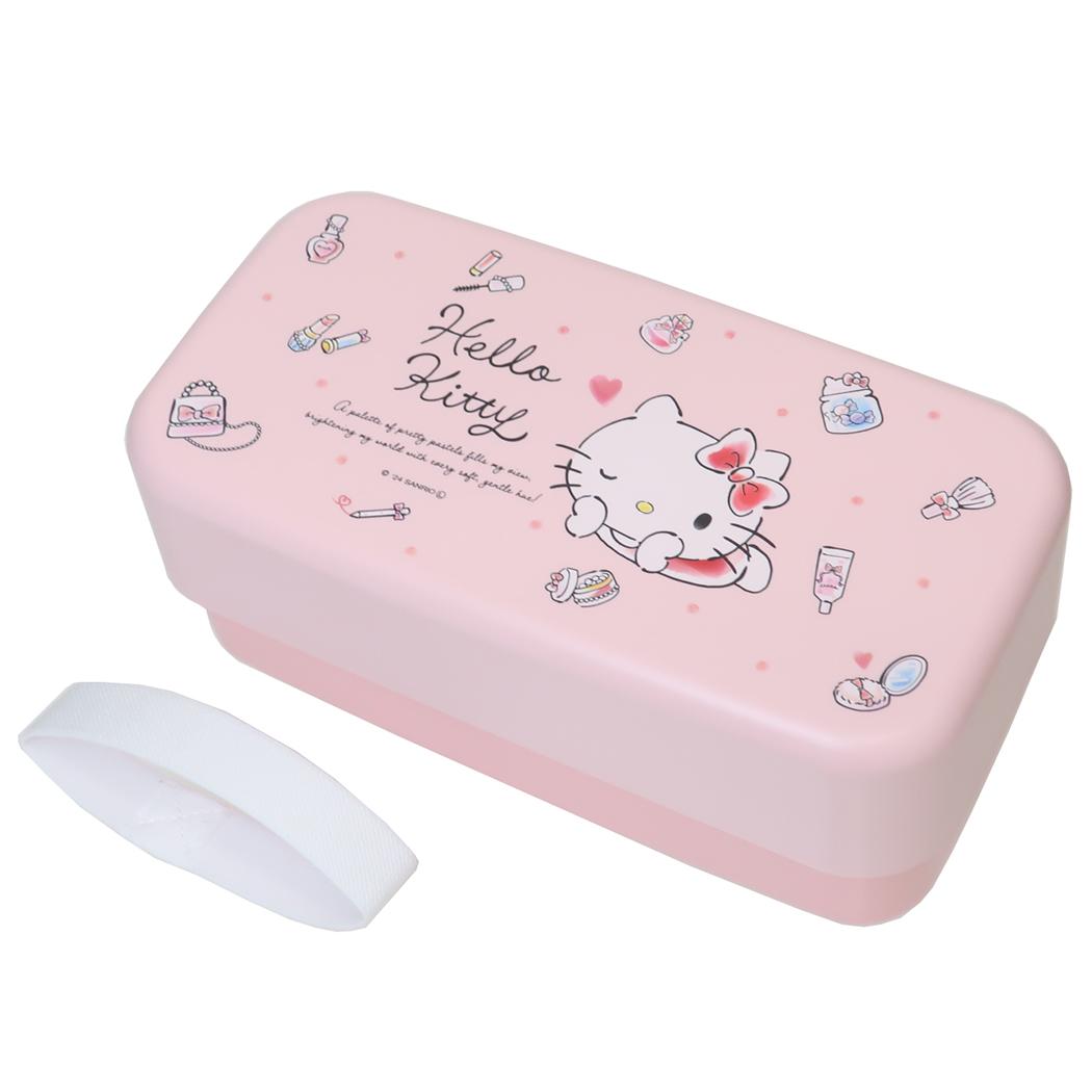 カトラリー付ランチボックス2段 スプーン＆フォーク付きお弁当箱 ハローキティ 1000ml 水彩コスメ サンリオ スケーター 二段ランチボックス