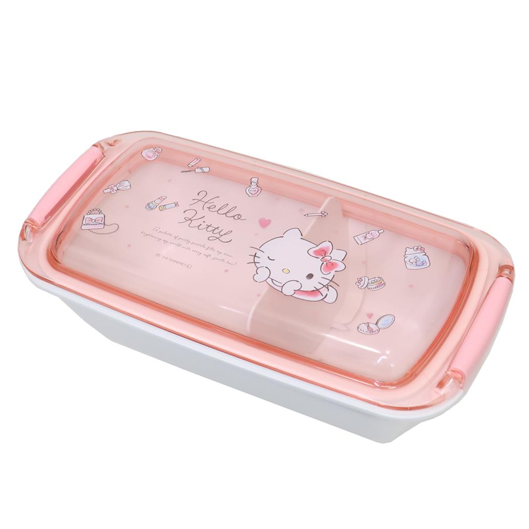 ふわっとタイトランチボックス お弁当箱 ハローキティ 530ml 水彩コスメ サンリオ スケーター 一段ランチボックス