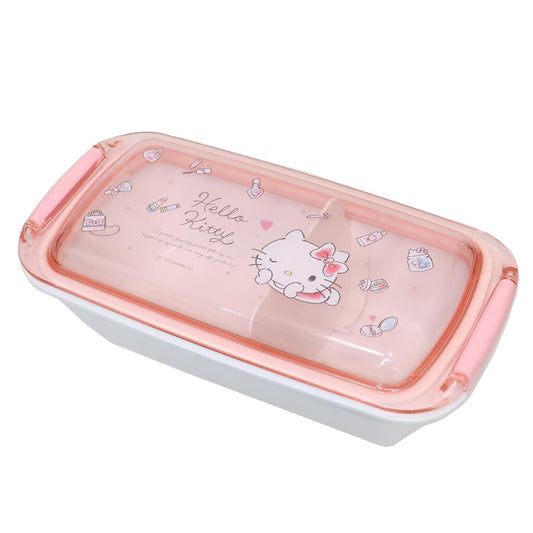 ふわっとタイトランチボックス お弁当箱 ハローキティ 530ml 水彩コスメ サンリオ スケーター 一段ランチボックス
