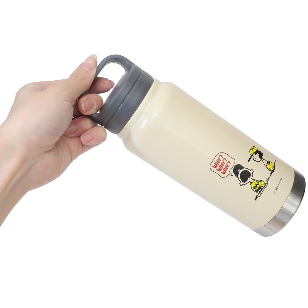 スクリューハンドル付マグボトル 500ml 保温保冷水筒 スヌーピー BASE BALL ピーナッツ スケーター 直飲み ステンレス マイボトル