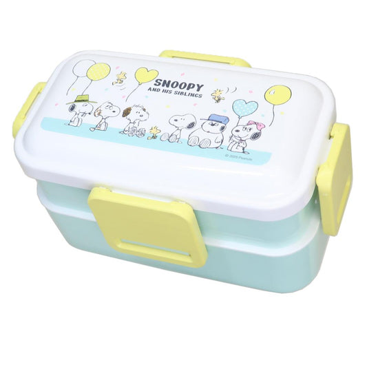 抗菌食洗機対応ふわっと弁当箱2段 600ml お弁当箱 スヌーピー バルーン ピーナッツ スケーター 二段ランチボックス