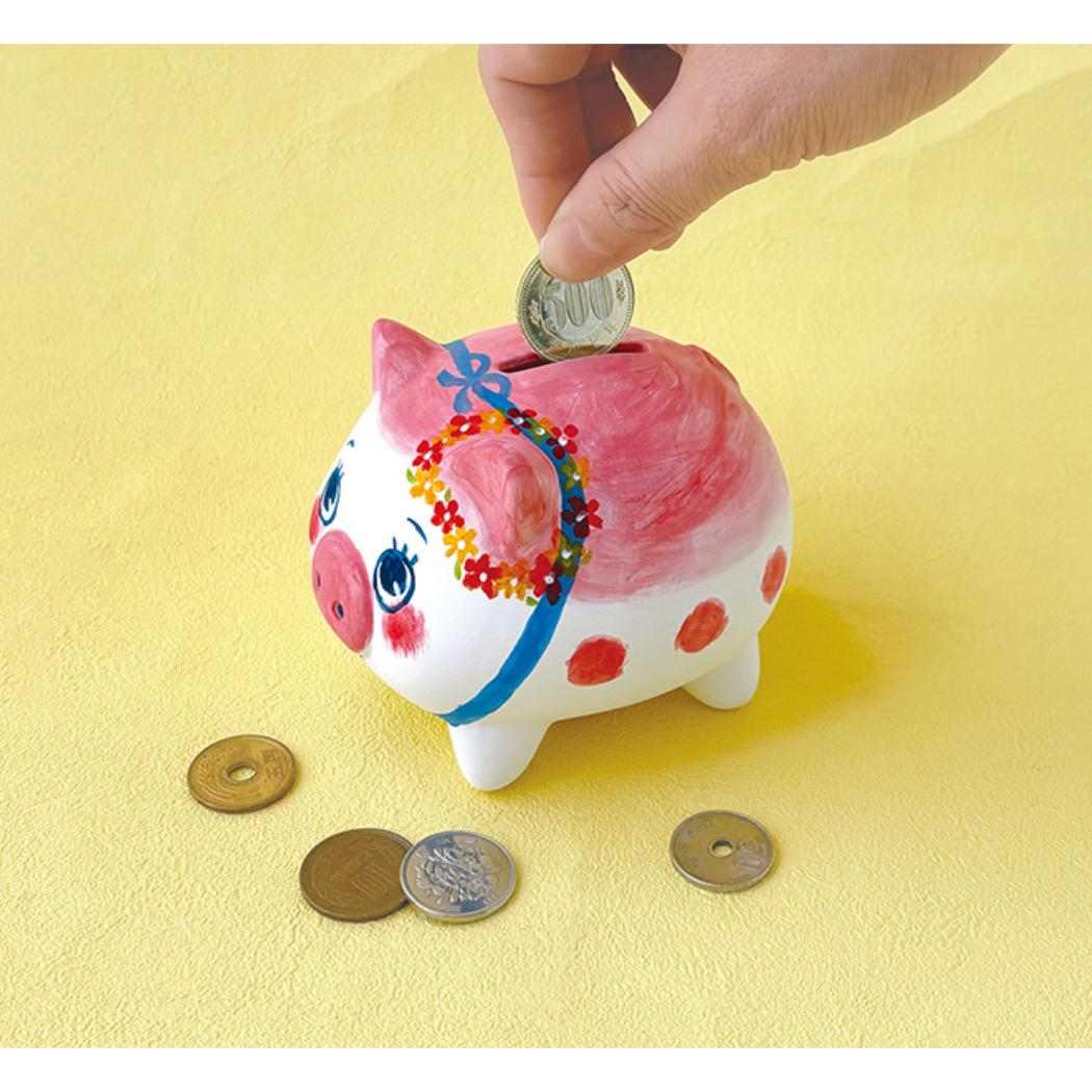 マスコット 素焼き塗り絵マスコット 貯金箱 ぶた デコレ