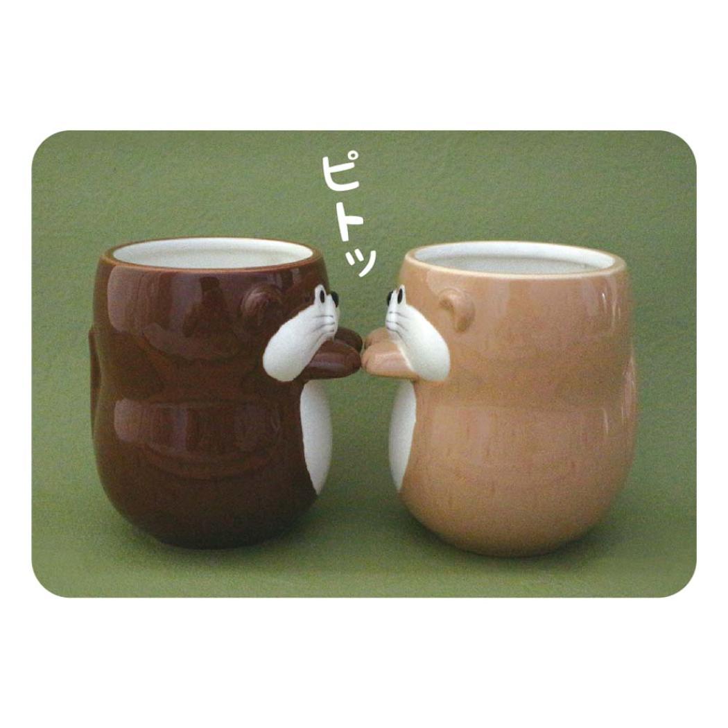 そっとそえ手湯呑 湯飲み カワウソカフェ カワウソ ラテ アニマル デコレ プレゼント ギフト ゆのみ 湯のみ