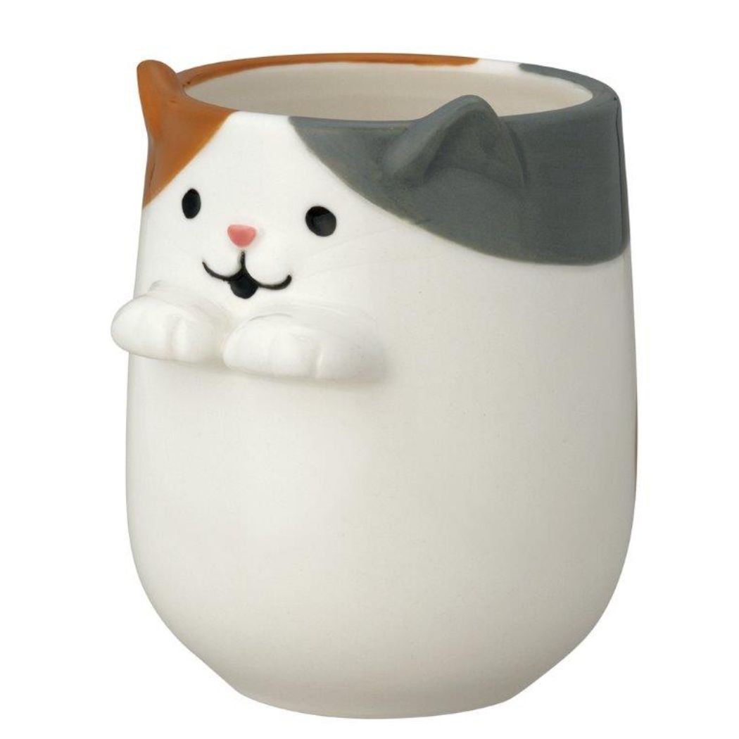 そっとそえ手湯呑 湯呑 ねこみけ デコレ 猫雑貨 和食器