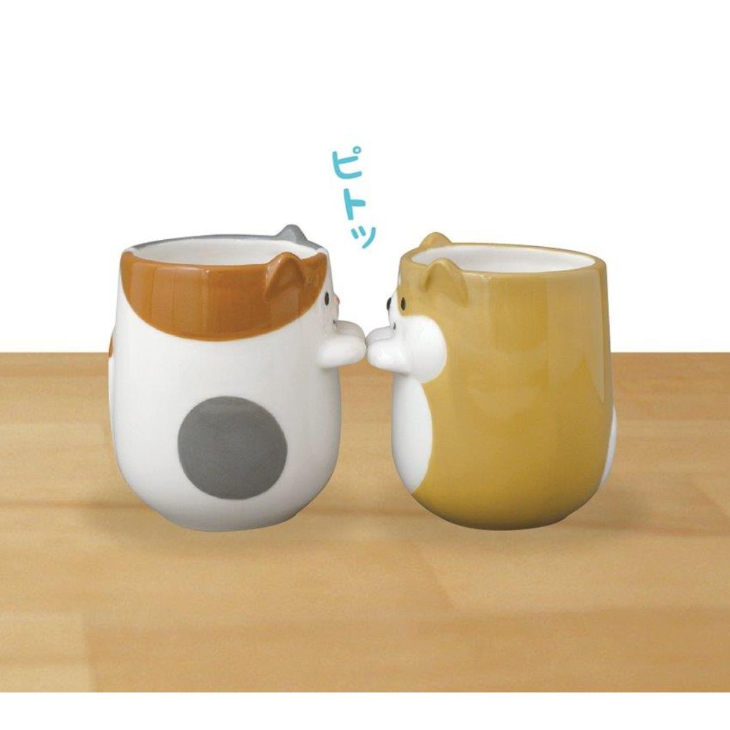 そっとそえ手湯呑 湯呑 いぬしば デコレ 犬雑貨 和食器