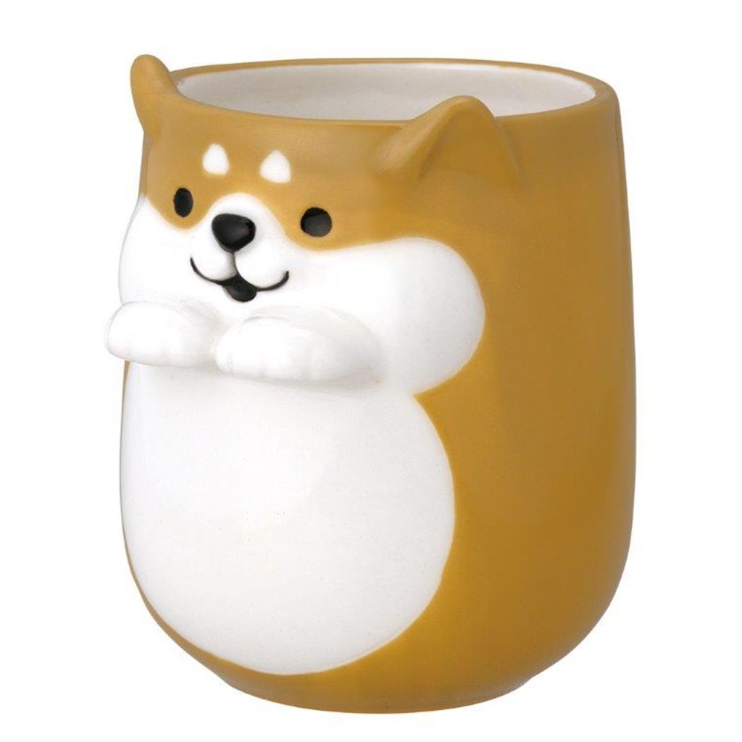 そっとそえ手湯呑 湯呑 いぬしば デコレ 犬雑貨 和食器