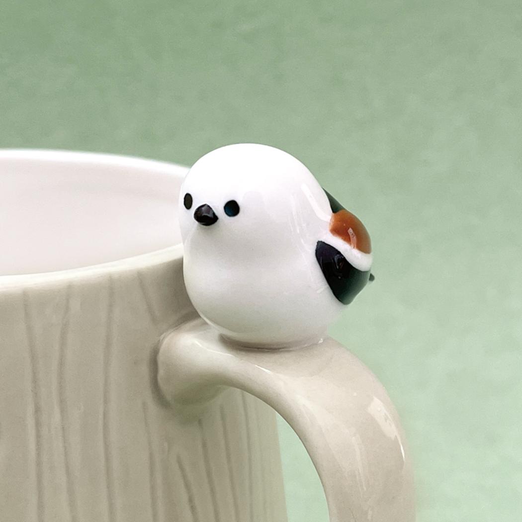切り株マグ マグカップ ニホンノコトリ シマエナガ アニマル デコレ プレゼント かわいい