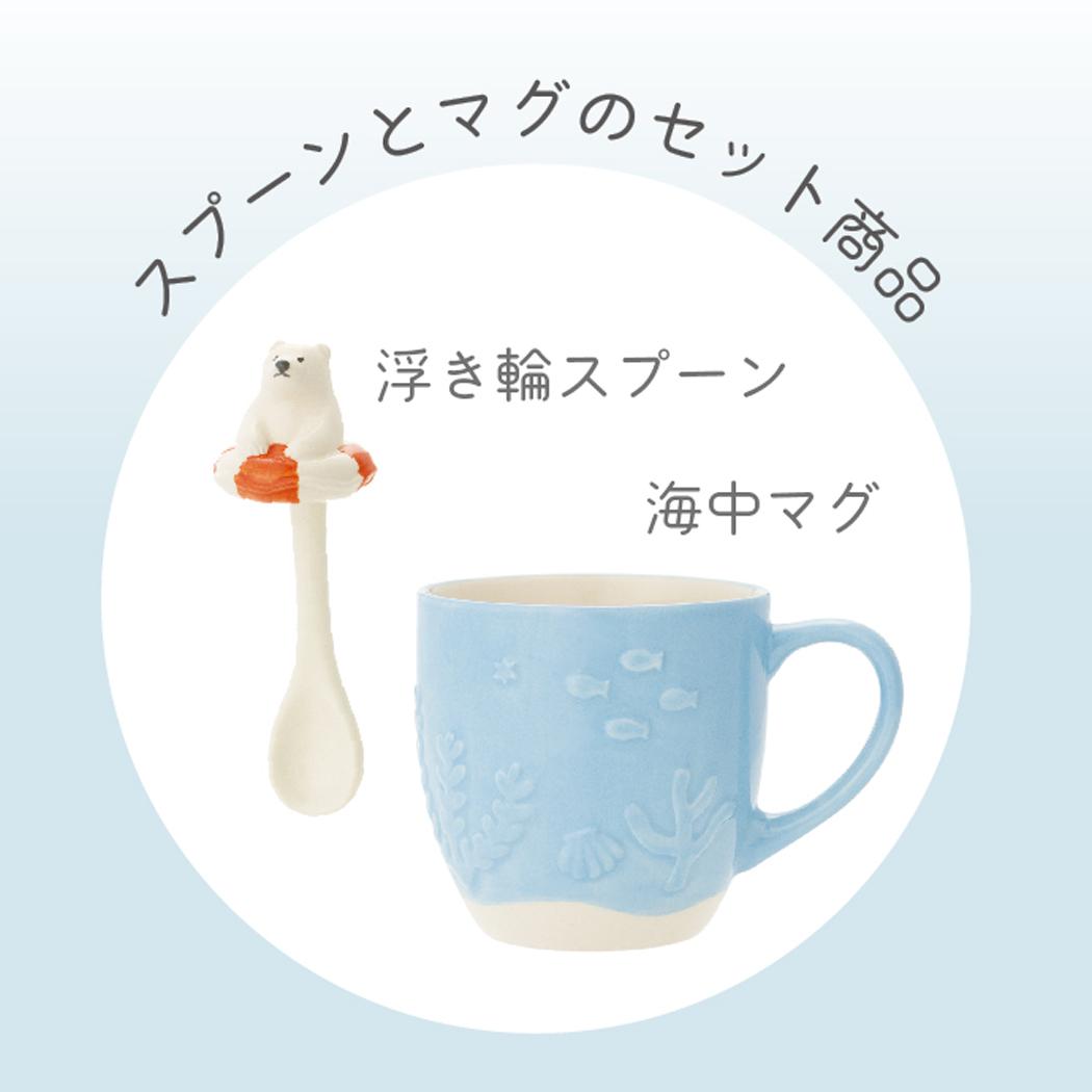 浮き輪スプーン＆海中マグ マグカップ puka puka ペンギン デコレ プレゼント ギフト スプーンセット