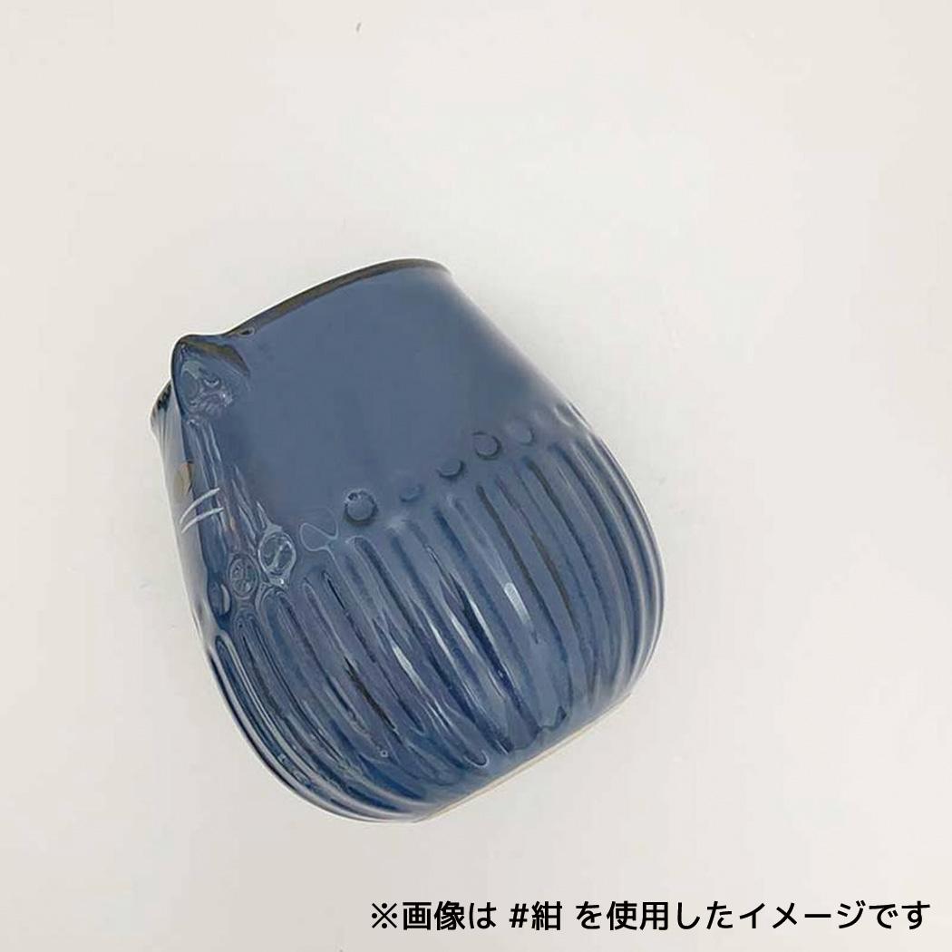 コップ ねこの湯呑み 紺 紺 デコレ