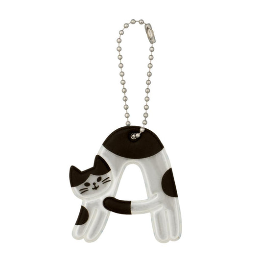 猫のイニシャルキーリング キーリング Cat's initial ネコのイニシャルシリーズ A ねこ デコレ 反射板 キーホルダー かわいい メール便可