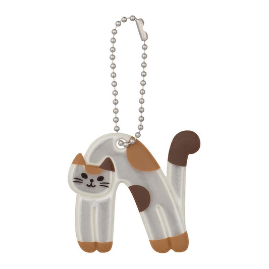猫のイニシャルキーリング キーリング Cat's initial ネコのイニシャルシリーズ N ねこ デコレ 反射板 キーホルダー かわいい メール便可