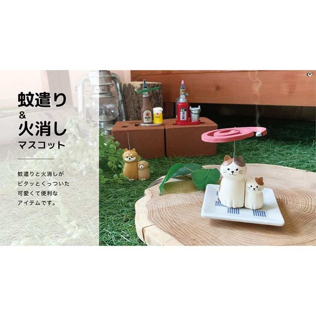 親子蚊遣り＆火消しマスコット 蚊取り線香ホルダー みけねこ 猫 デコレ サマー雑貨 ギフト雑貨 プレゼント