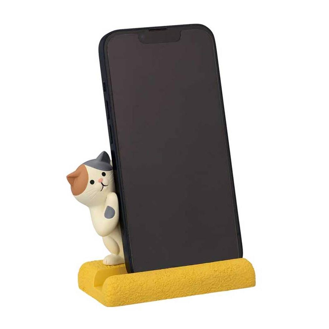 スマホ置き かくれんぼ猫 スマホスタンド ミケ デコレ