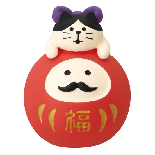 だるまLOVE猫 マスコット concombre 赤 デコレ インテリア かわいい