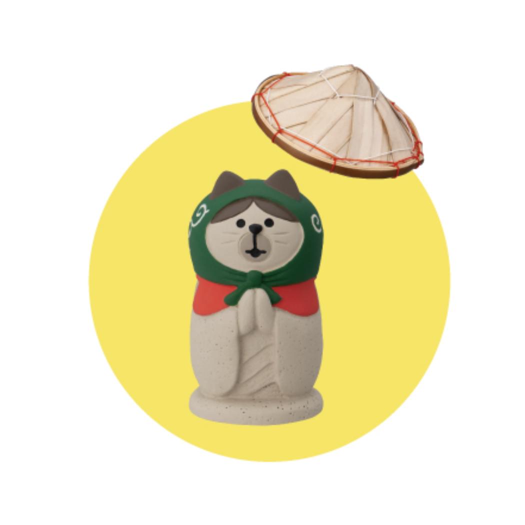 地蔵なりすましどろぼう猫 笠付き マスコット デコレ インテリア かわいい
