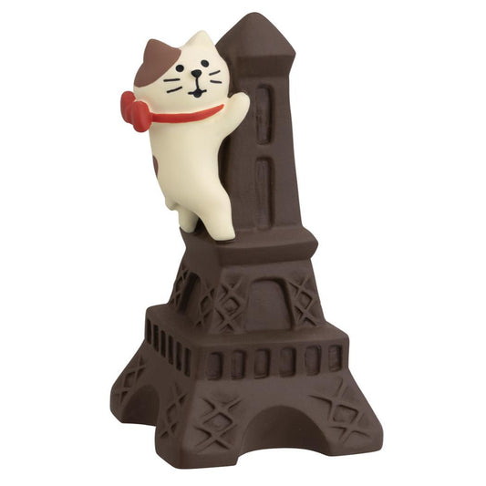 エッフェルチョコよじ登り猫 マスコット Bpnjour chocolat concombre デコレ ミニチュア オブジェ ディスプレイ 置物