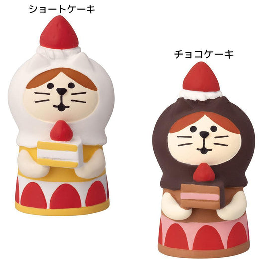 ねこずきん マスコット ジャンボないちごフェア concombre ショートケーキ チョコケーキ デコレ ミニチュア オブジェ ディスプレイ 置物