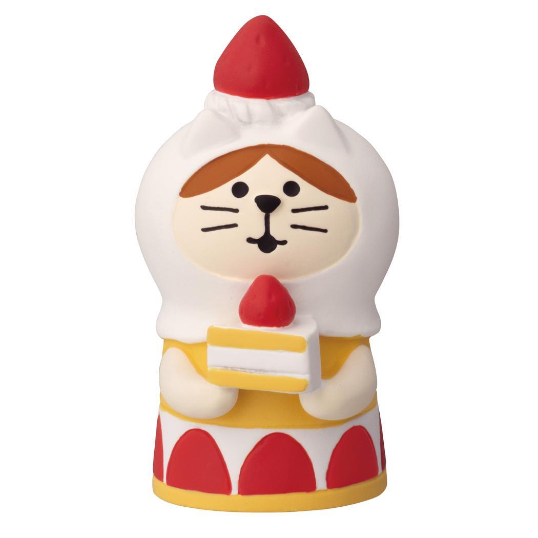 ねこずきん マスコット ジャンボないちごフェア concombre ショートケーキ チョコケーキ デコレ ミニチュア オブジェ ディスプレイ 置物