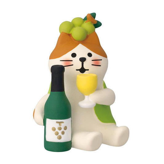 concombre マスコット ほろ酔いぶどう酒猫 白 デコレ