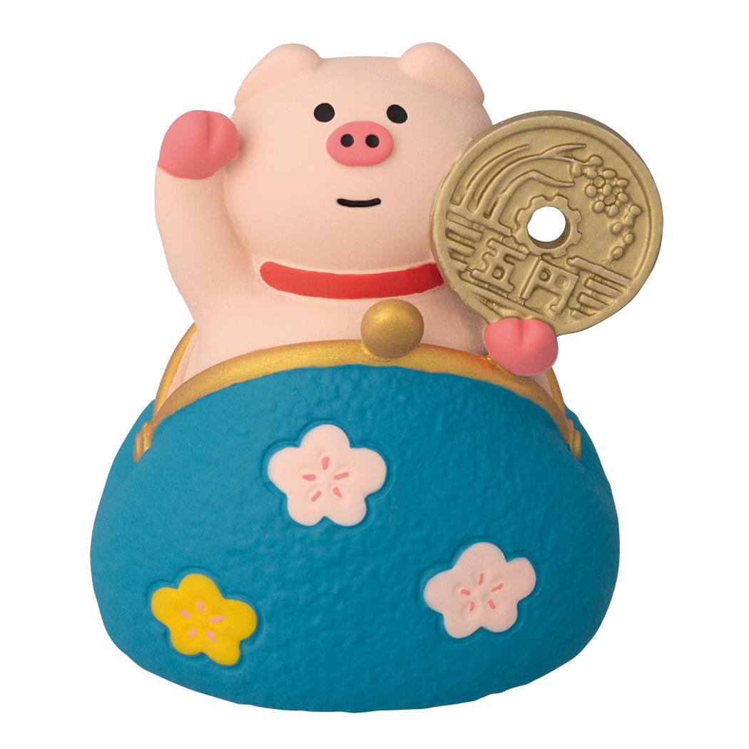 concombre マスコット ひょっこり金運がま口 招きぶた デコレ
