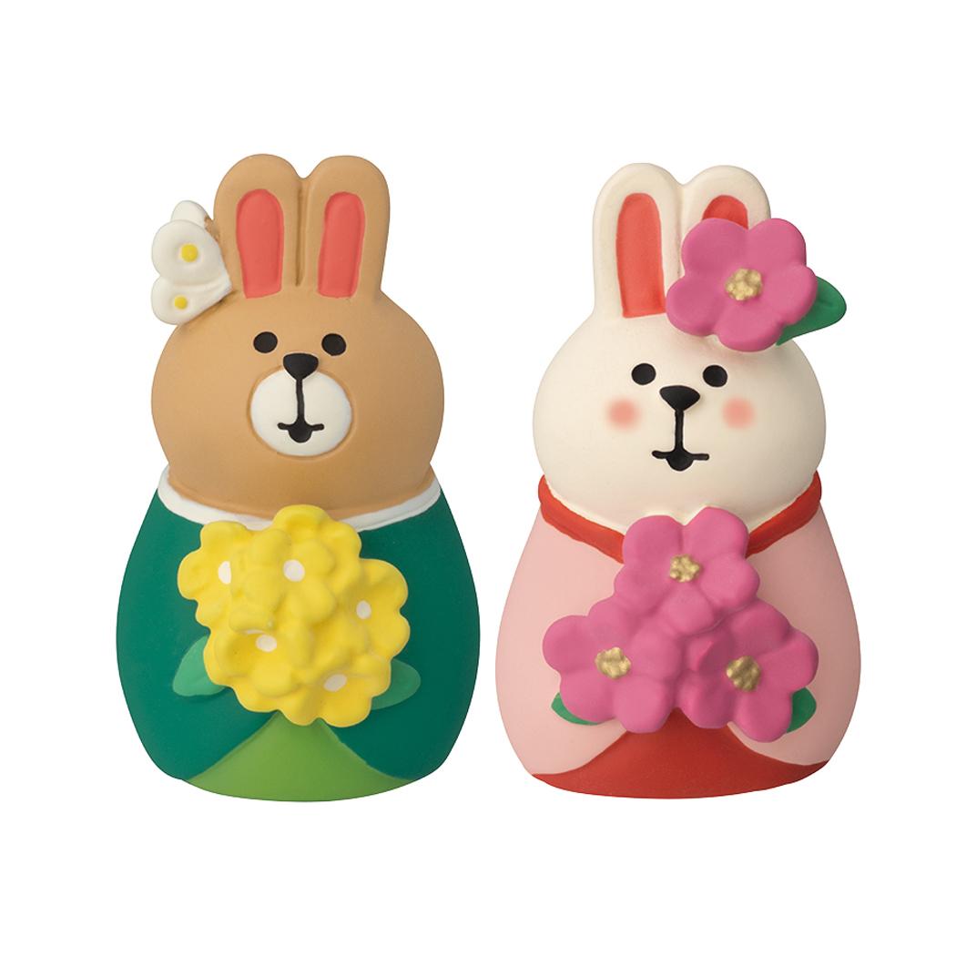 野の花雛 マスコット ぽかぽかひなたのおひなさま concombre うさぎ デコレ ミニチュア オブジェ ディスプレイ 置物