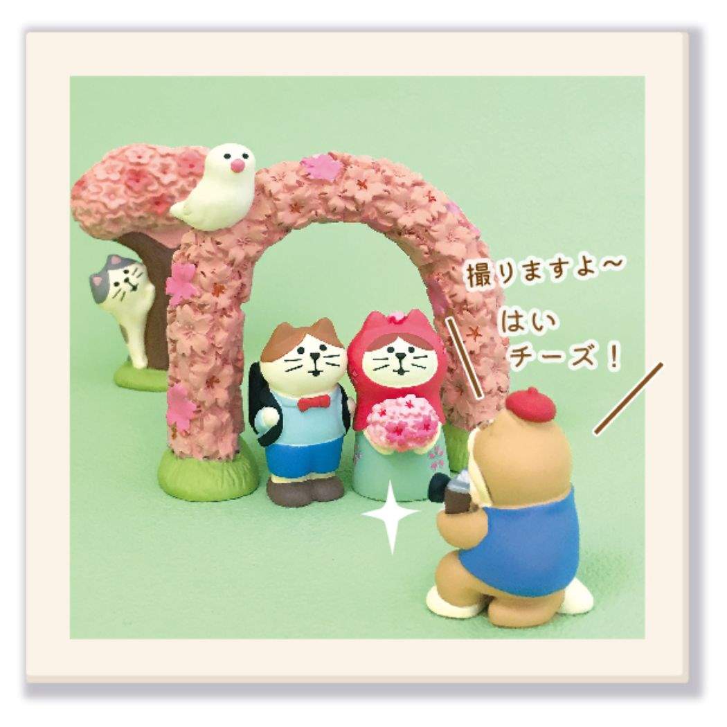 文鳥桜ゲート マスコット うれしめでたし桜咲く春の日 concombre デコレ インテリア かわいい