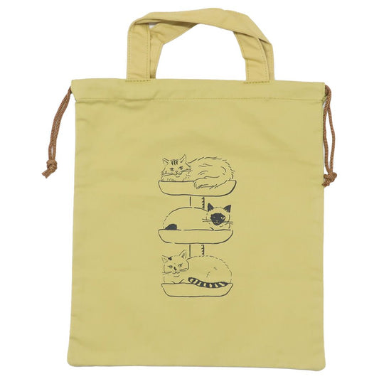 巾着L 巾着袋 yukino YELLOW ねこ ディバージョン 小物入れ きんちゃくポーチ おしゃれ プレゼント メール便可