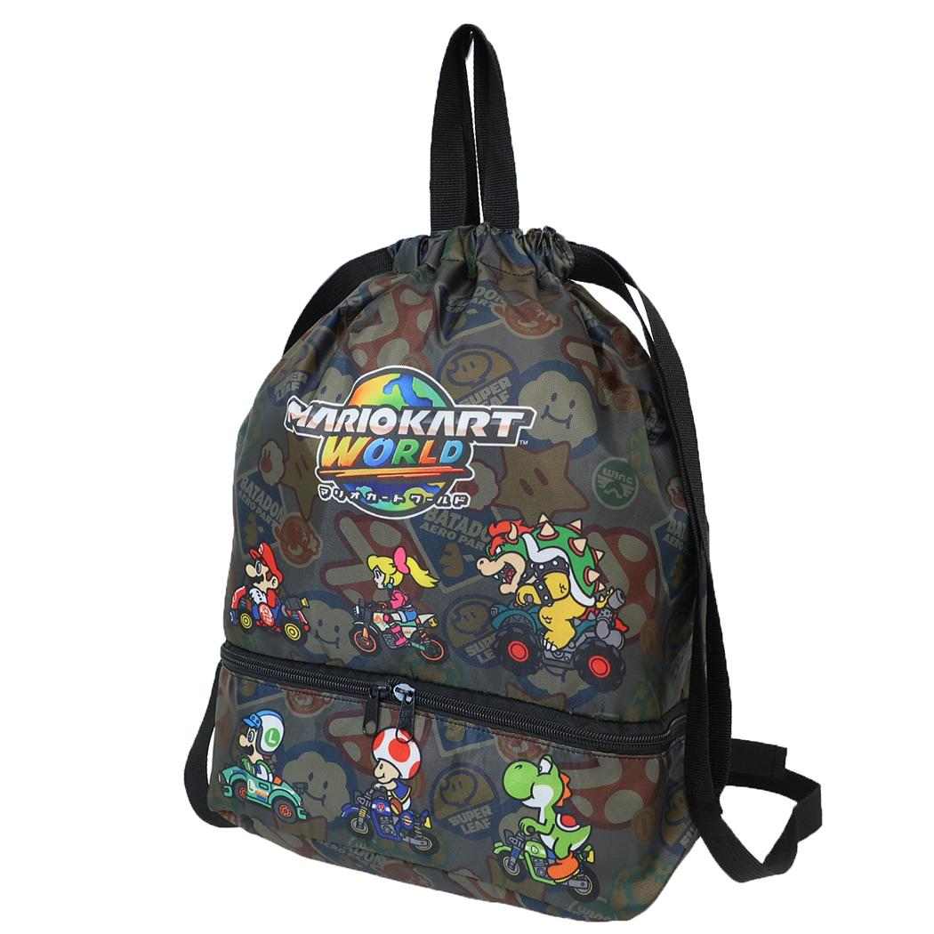 マリオカートワールド プールバッグ ビーチナップサック BLACK 海プール レジャー用品 ビーチバッグ キャラクター グッズ シネマコレクション