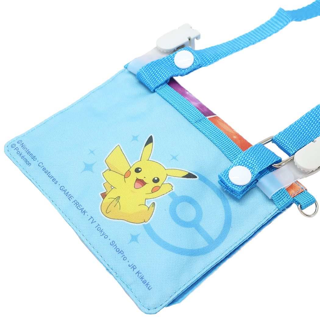 ショルダー付きお出かけウォレット クリップポケット ポケットモンスター ブルー ポケモン サンアート クリップポーチ キッズポシェット 子ども メール便可