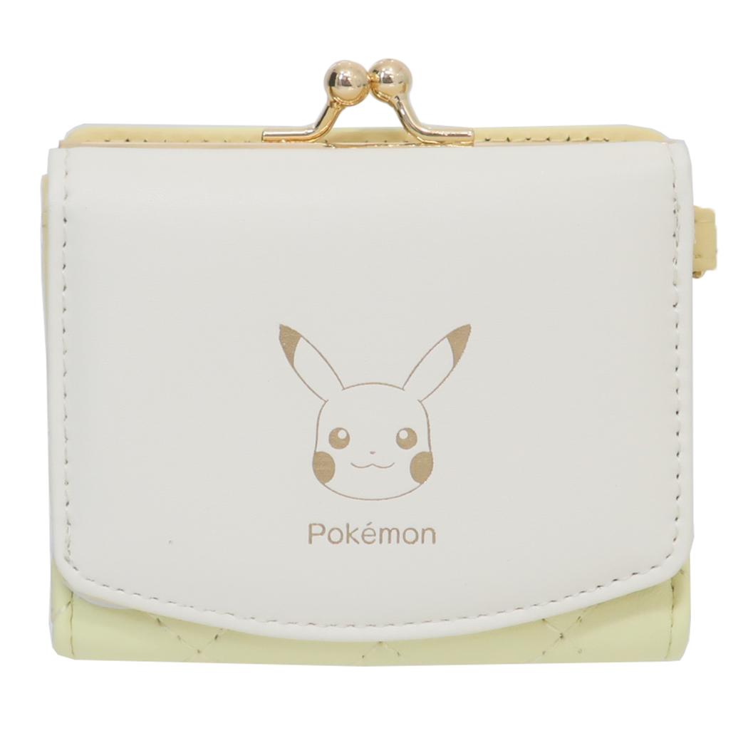 口金ミニ財布 三つ折りコンパクト財布 ミニウォレット ポケットモンスター キルトシリーズ イエロー ポケモン サンアート レディース ミニ財布 プレゼント ギフト