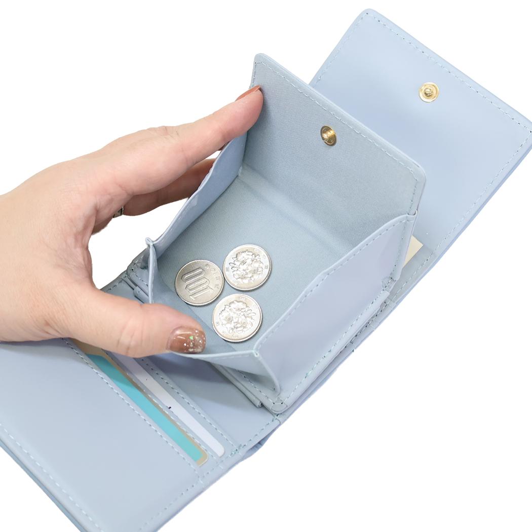 三つ折りBOX財布 ミニウォレット スヌーピー ブルー ピーナッツ サンアート レディース プレゼント