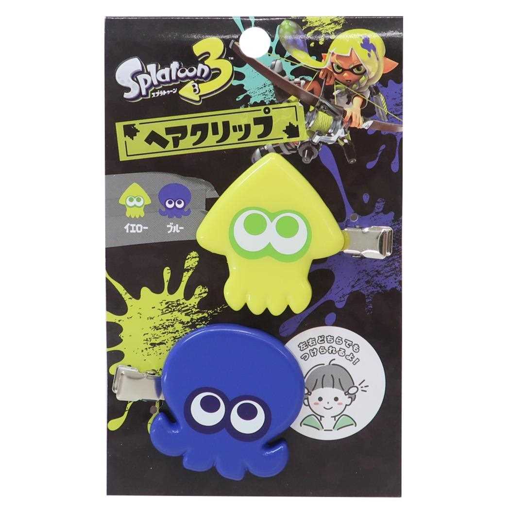 ヘアクリップ 2個セット ヘアアクセ スプラトゥーン3 イエローxブルー サンアート 前髪クリップ メール便可