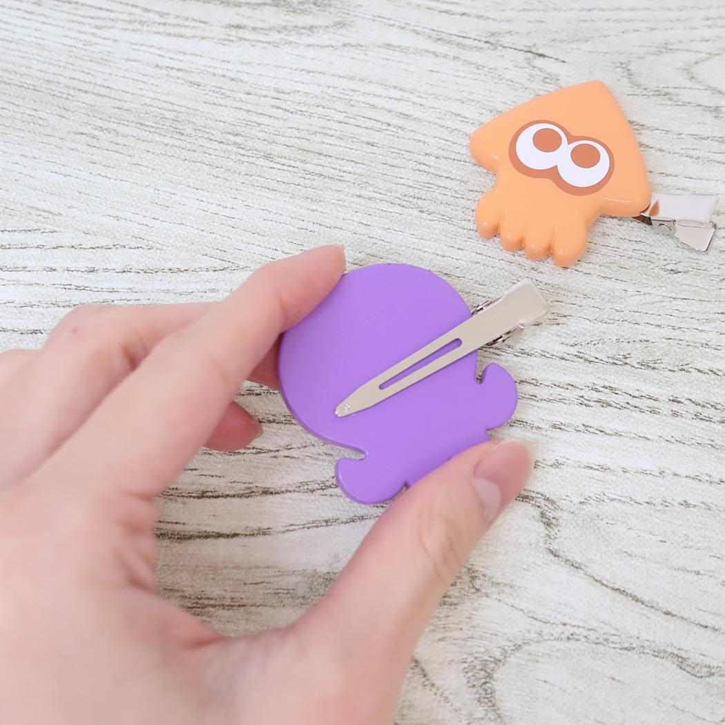 ヘアクリップ 2個セット ヘアアクセ スプラトゥーン3 オレンジxパープル サンアート 前髪クリップ メール便可