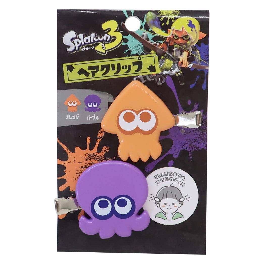 ヘアクリップ 2個セット ヘアアクセ スプラトゥーン3 オレンジxパープル サンアート 前髪クリップ メール便可