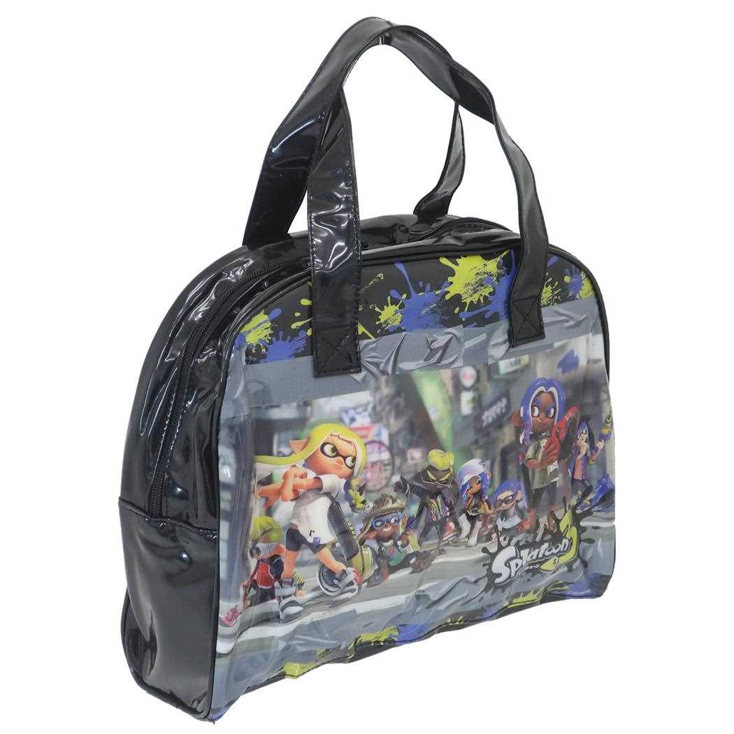 ビーチバッグ ボストンバッグ プールバッグ スプラトゥーン3 ブラック サンアート 海プール レジャー用品 男の子
