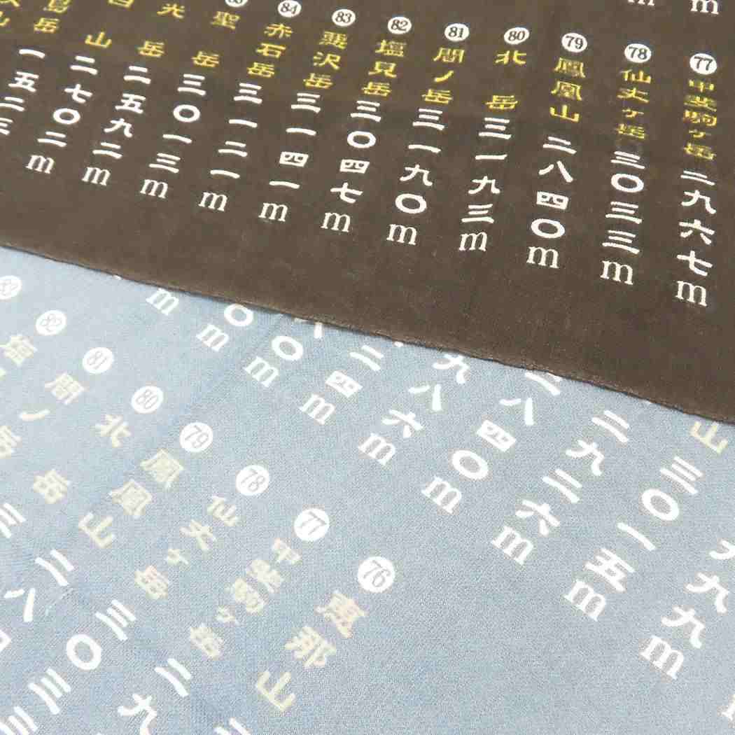 日本百名山てぬぐい 手ぬぐい ブラック エイコー トレッキング 登山メール便可
