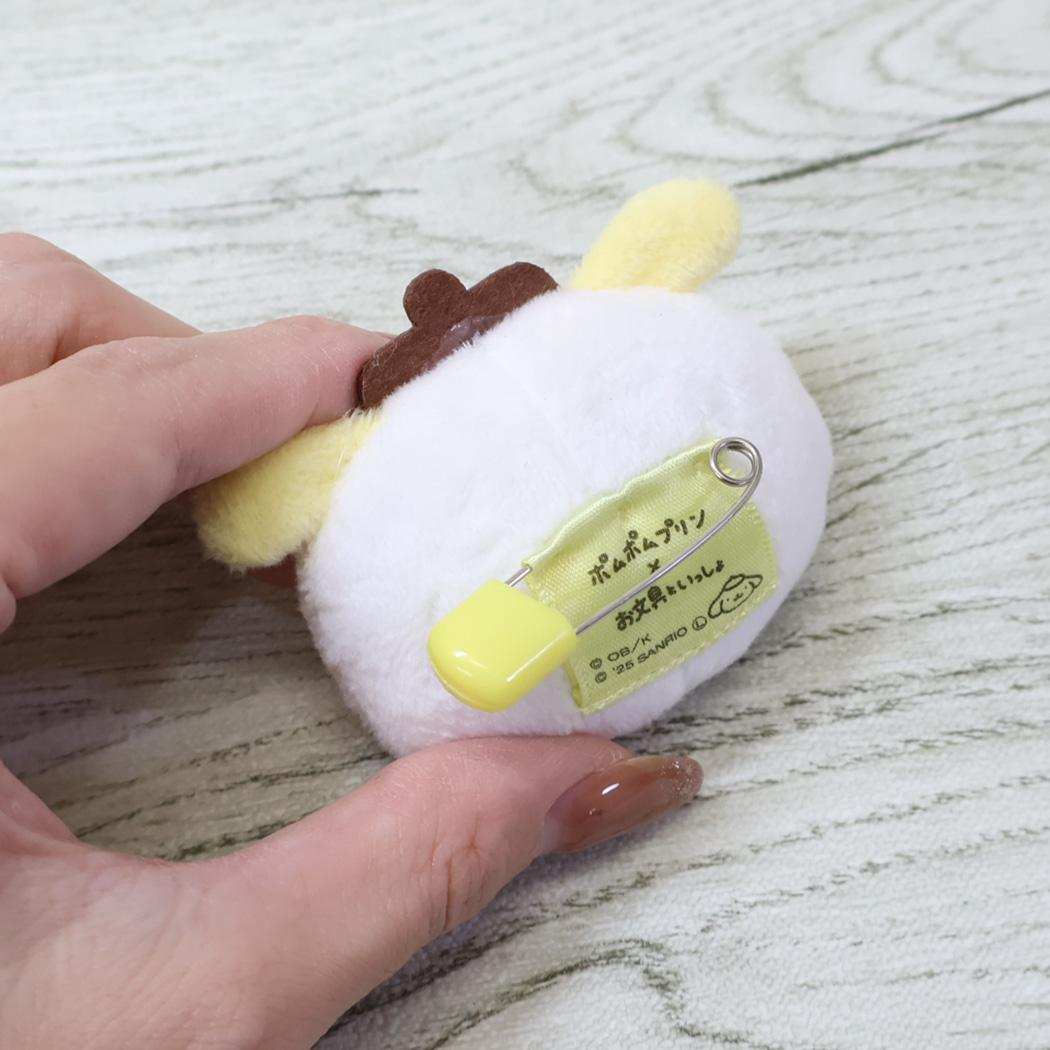 もふもふ フェイスバッジ ぬいぐるみバッジ ポムポムプリンxお文具といっしょ お文具さん サンリオ エンスカイ コレクション文具 メール便可