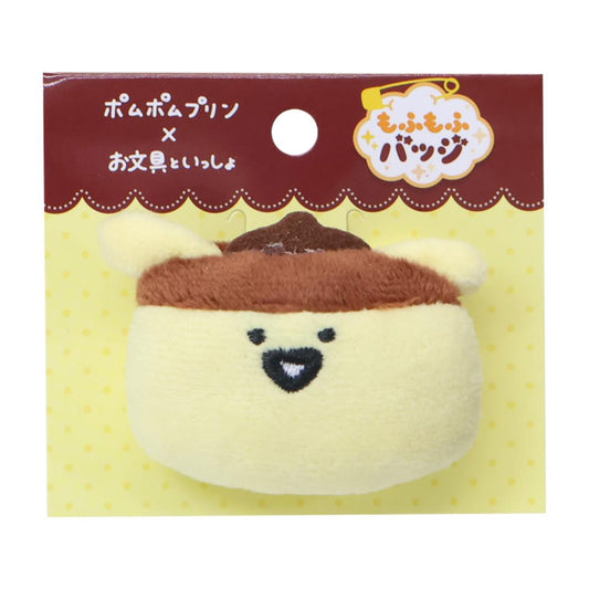もふもふ フェイスバッジ ぬいぐるみバッジ ポムポムプリンxお文具といっしょ プリンさん サンリオ エンスカイ コレクション文具 メール便可